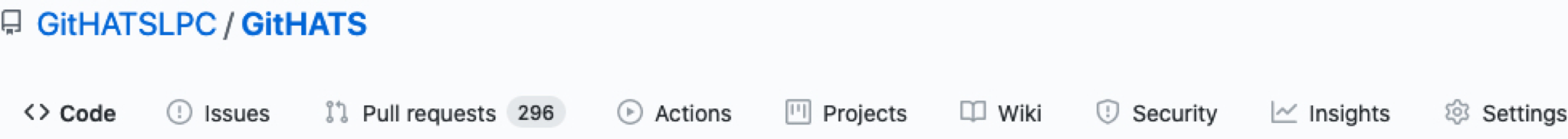 Top left row: Code, Issues, Pull Requests, Actions, Projects, Wiki, Security, Insights, Settings