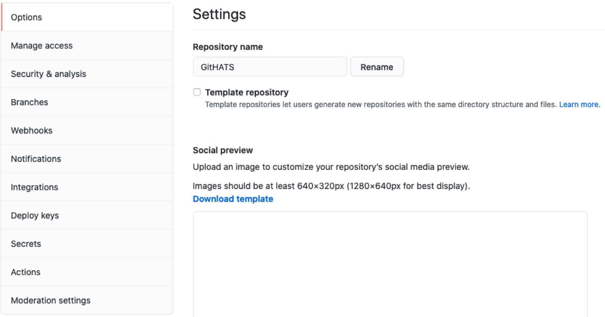 Settings: Options, Collaborators, Branches